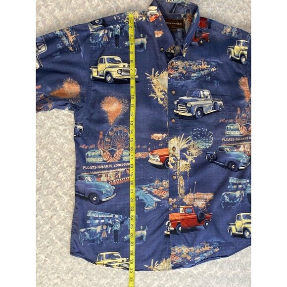 Bit & Bridle Vintage Classic Pick Up Trucks Print Button Up Shirt Mens Size L - Picture 6 of 12